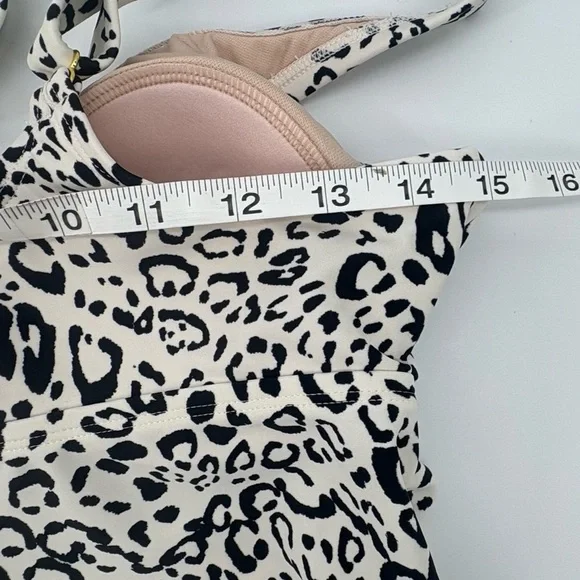 KONA Sol Large (12-14) Off White/Black Twist-Front Leopard Print Tankini Top New - Picture 11 of 12